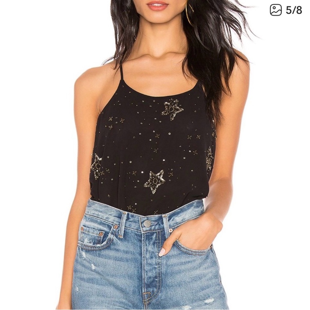 Free People Black Starry Top, size small